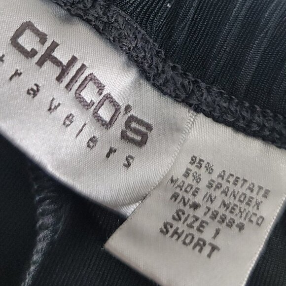 Chicos Travelers 2 Pc Set Minimalist Black Slinky Knit Autumn Capris & Pants 1 S - Picture 5 of 8